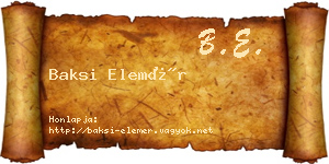 Baksi Elemér névjegykártya